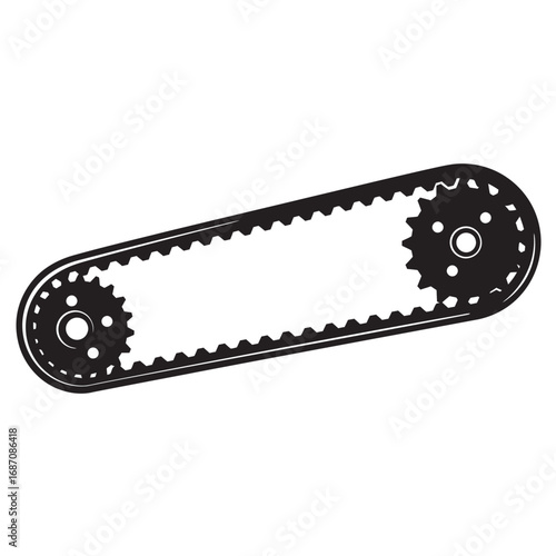 Black and white silhouette of Motorcycle V-belt vector icon on white background