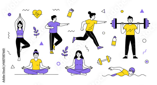 Active lifestyle choices and wellness routines featuring diverse physical