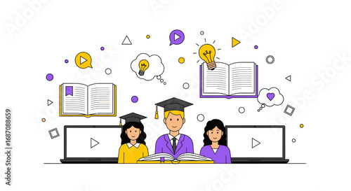 Online educational platform with graduates and digital resources for study
