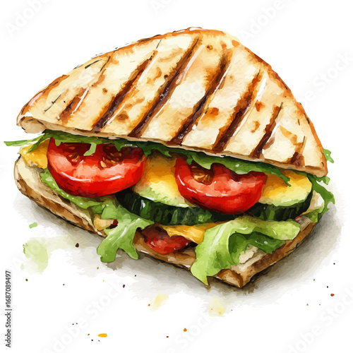 Quesadilla, watercolor clipart vector, isolated on a white background.