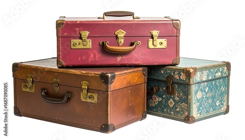 Vintage suitcases stacked