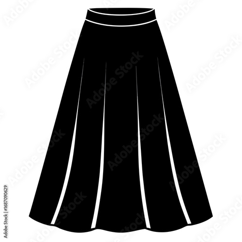 Long Flowy Skirt Black Silhouette
