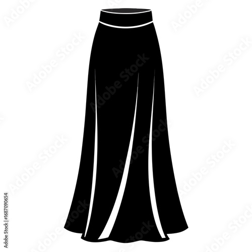 Long Flowy Skirt Black Silhouette