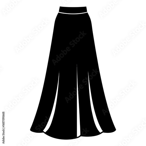 Long Flowy Skirt Black Silhouette