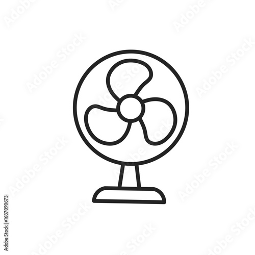 The fan line icon is suitable for air conditioning content or symbols, air circulation, room comfort, fan logos. 