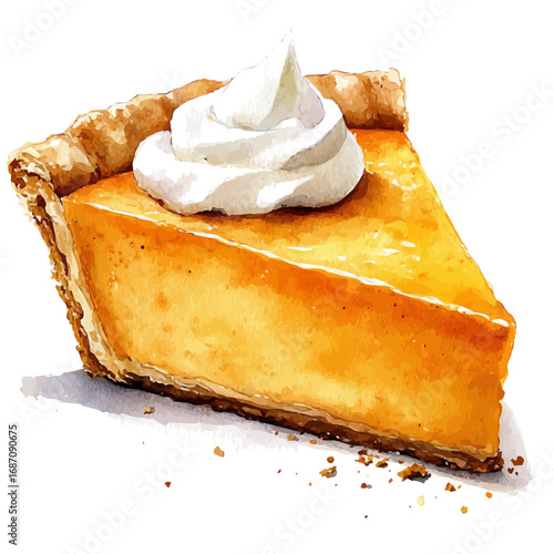 watercolor of Pumpkin Pie, vector, isolated on a white background.