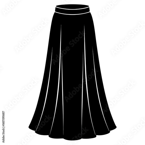 Long Flowy Skirt Black Silhouette