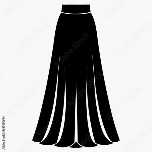 Long Flowy Skirt Black Silhouette