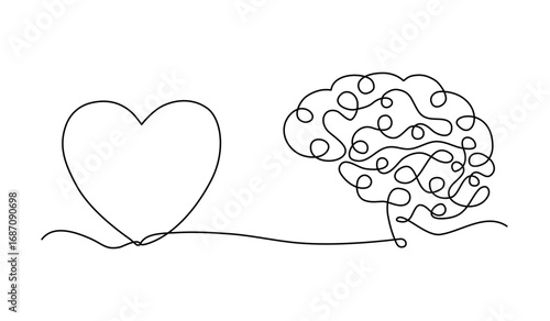 Emotional Intelligence, EI or control feeling and emotion with logical thinking brain, empathy or social skill, self control or balance concept, man connect heart feeling with logical thinking brain.