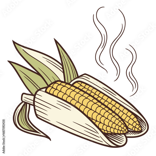 Freshly Steamed Corn on the Cob Illustration