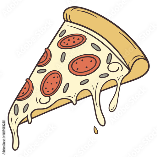 Delicious Slice of Pepperoni Pizza with Melting Cheese