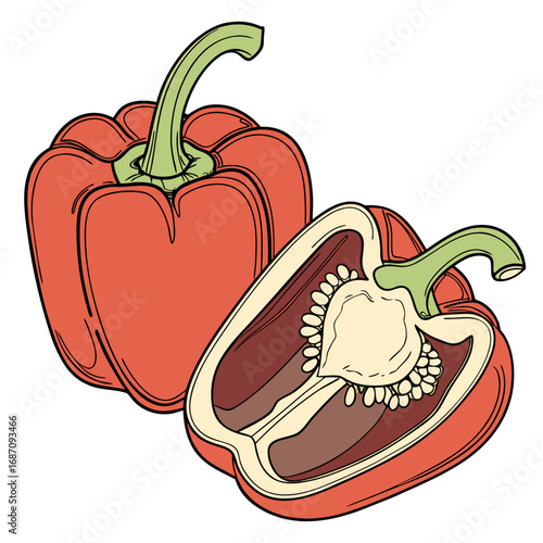 Red Bell Pepper Illustration Colorful and Fresh