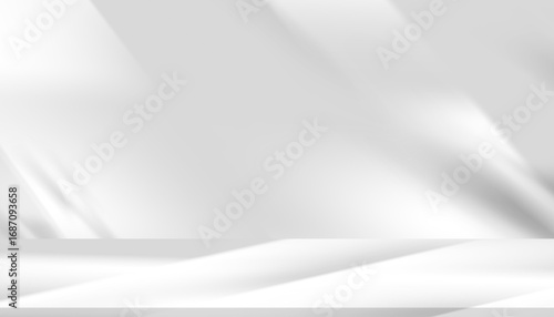 Abstract white light reflection, grey shadow window on white wall background,Background gray shadows, sunlight overlay effect on empt floor,Elements for Studio background mockup design