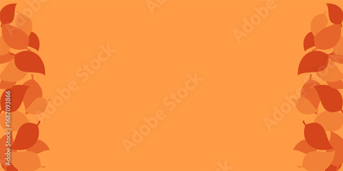 Orange autumn background with leaf pattern, free copyspace area. Design for banners, posters, greeting cards.