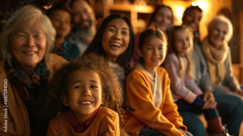 National Spina Bifida Awareness Month. Heartwarming group photo of diverse families at spina bifida support group meeting, community center setting, people of different ages and backgrounds