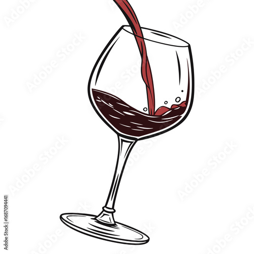 Capturing the Elegance of Pouring Red Wine into a Classic Glass