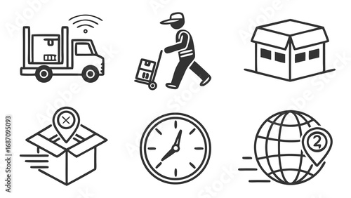 Delivery and Logistics Line Icons Set.