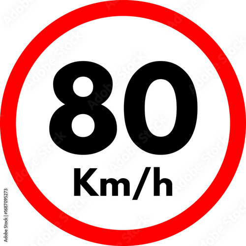 Speed Limit 80 kmh Road Sign