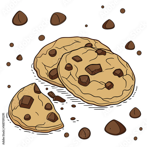 Delicious Chocolate Chip Cookies A Sweet Treat Illustration