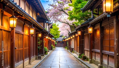 Japanese alleyway blossoms