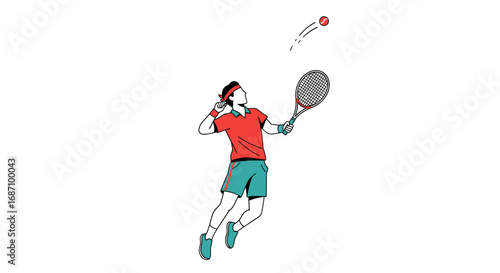 Dynamic tennis player poised to strike the ball with energy and precision