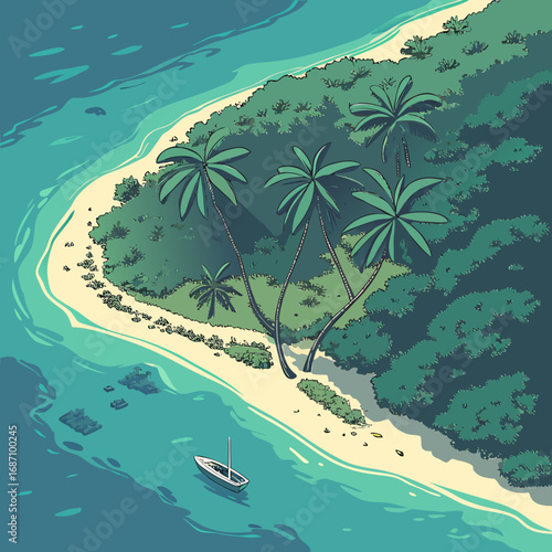 tropical island with palm trees