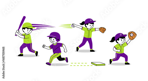 Vibrant stylized illustration showcasing kids playing energetic and engaging