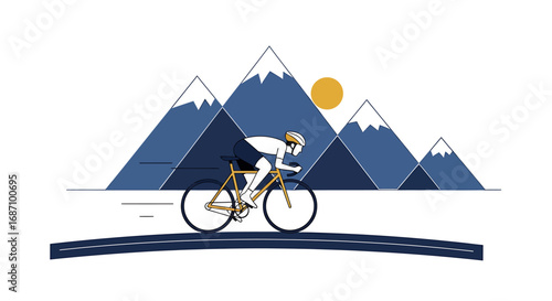 Cycling adventure: a minimalist depiction of mountain biking under sunny skies