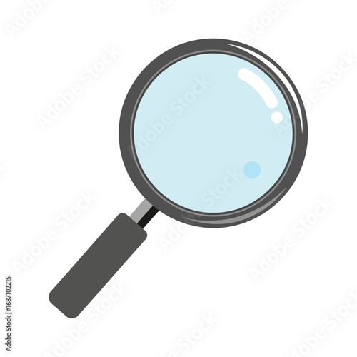 Simple Cartoon Magnifying Glass with Grey Handle