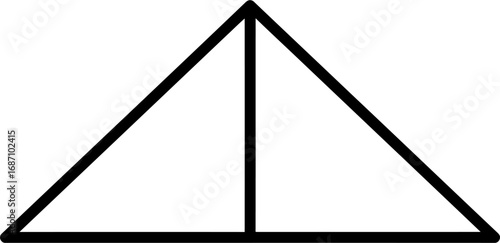 Simple black line art triangle divided into two sections against a white background