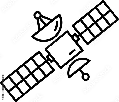 Modern satellite transmitting data through solar panels in orbital space exploration