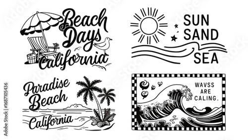 California beach vibes and summer fun graphics
