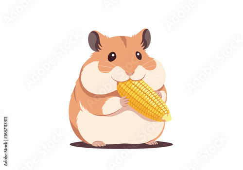Adorable hamster enjoying a delicious corn cob with its tiny paws