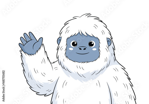Meet your new fluffy friend a cute yet friendly cartoon yeti waving hello