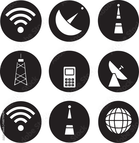 Wireless Communication Concept Icon Set