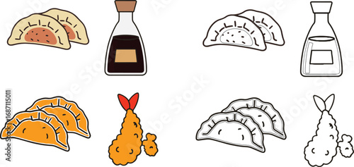 Japanese Cuisine Vector Graphics Sushi & Tempura
