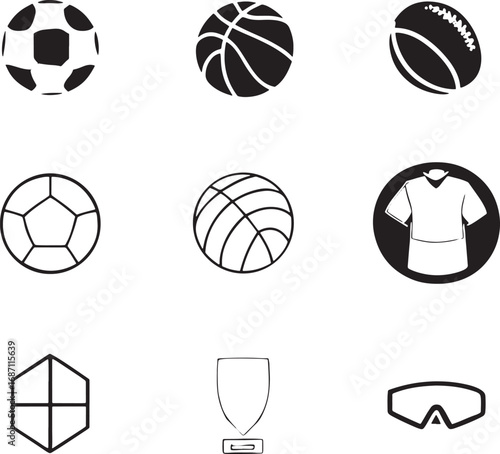 Various Sport Equipment Icon Set