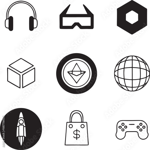 Web3 and Metaverse Technology Icon Set