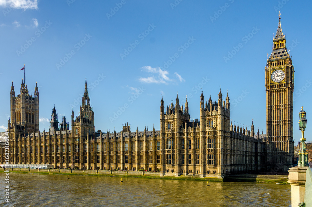 Fototapeta premium London 2015, United Kingdom - February 17, 2015: Big Ben and Houses of Parliament in London, 2015