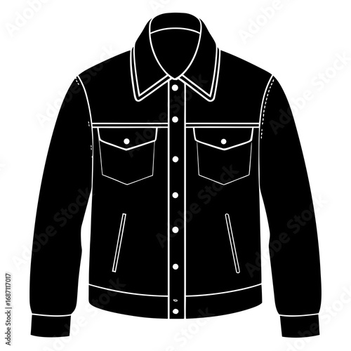 Denim Jacket Front View Silhouette