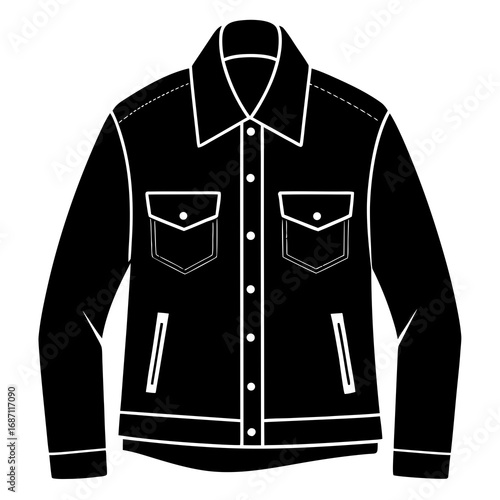 Denim Jacket Front View Silhouette