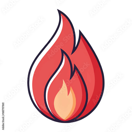 Stylized Red Flame Icon:  Passionate, Energetic, and Modern Design Element for Branding.