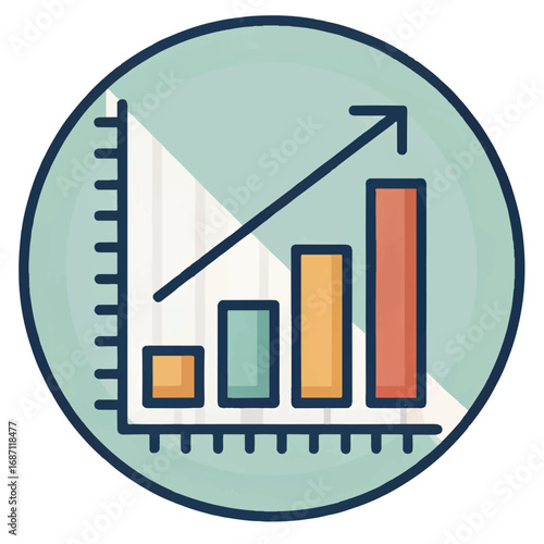 Upward Trending Bar Graph: Positive Growth, Financial Success, Business Icon