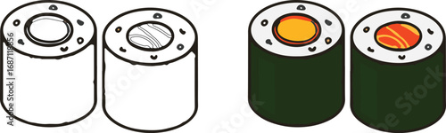 Vector sushi rolls culinary delight isolated