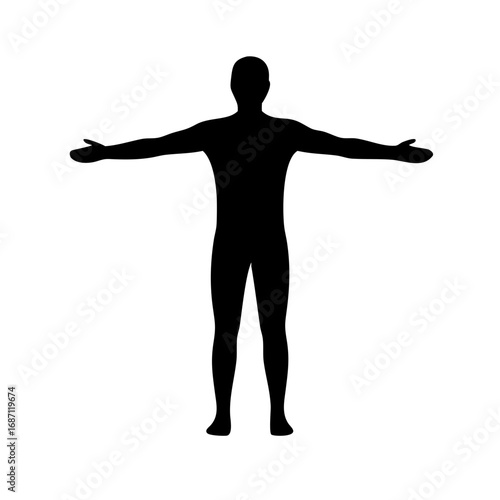 Human body silhouette full length with arms outstretched vector illustration graphic design