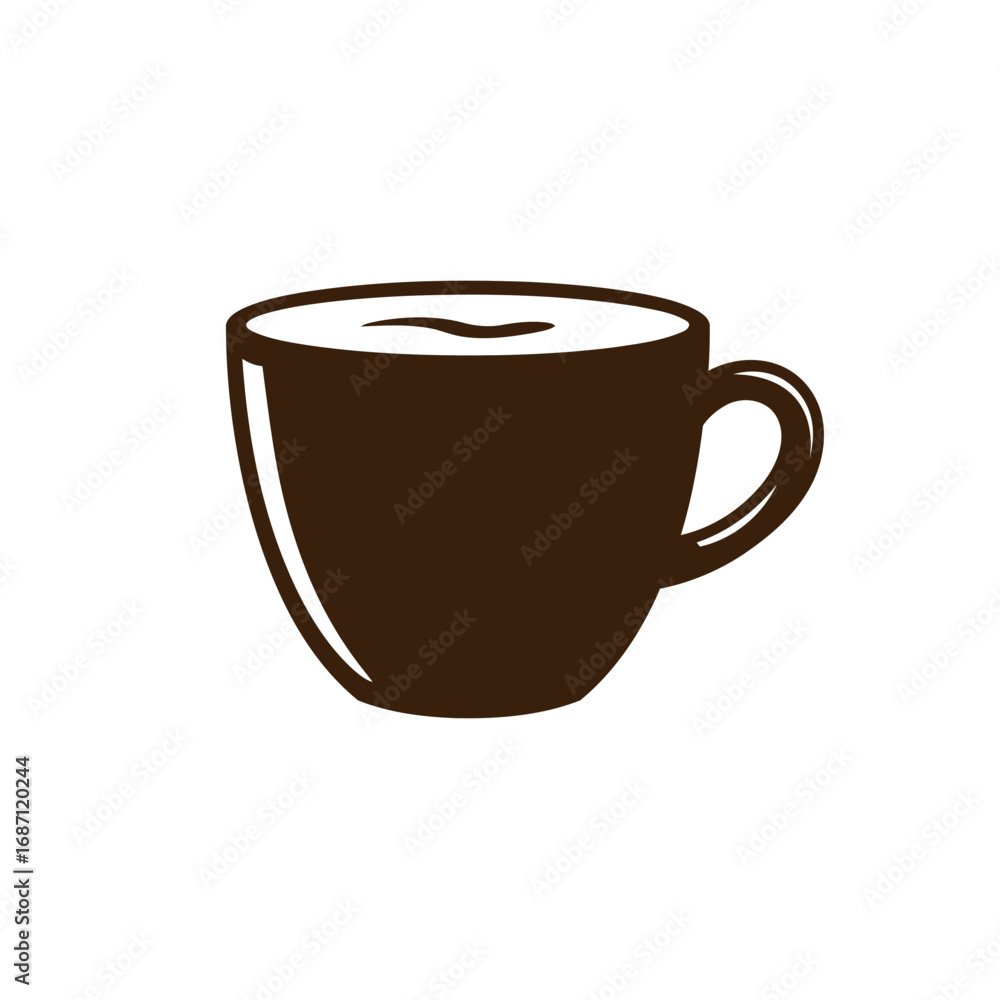 Obraz premium Minimalist graphic illustration of a steaming hot beverage cup, perfect for morning rituals or cafe branding