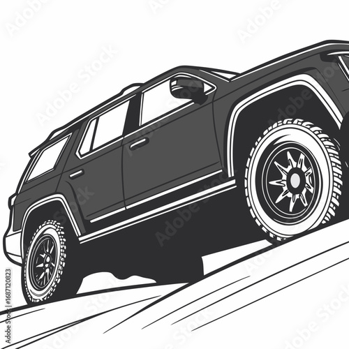 Robust matte black SUV in side view, with detailed and modern features.