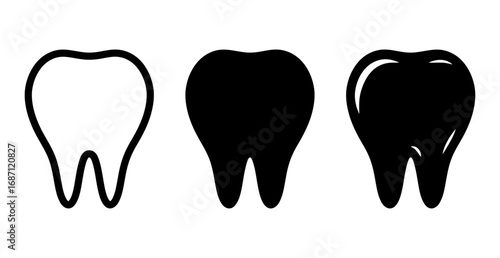 Tooth Icon Set Isolated on Transparent Background. Symbols for Dental and Oral Care. Vector