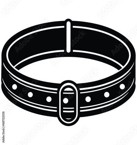 Black leather belt with buckle isolated on white background