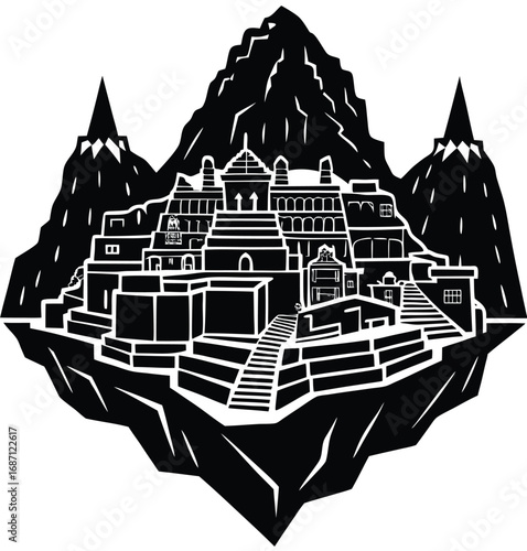 Vector illustration of an ancient Egyptian house with architectural design